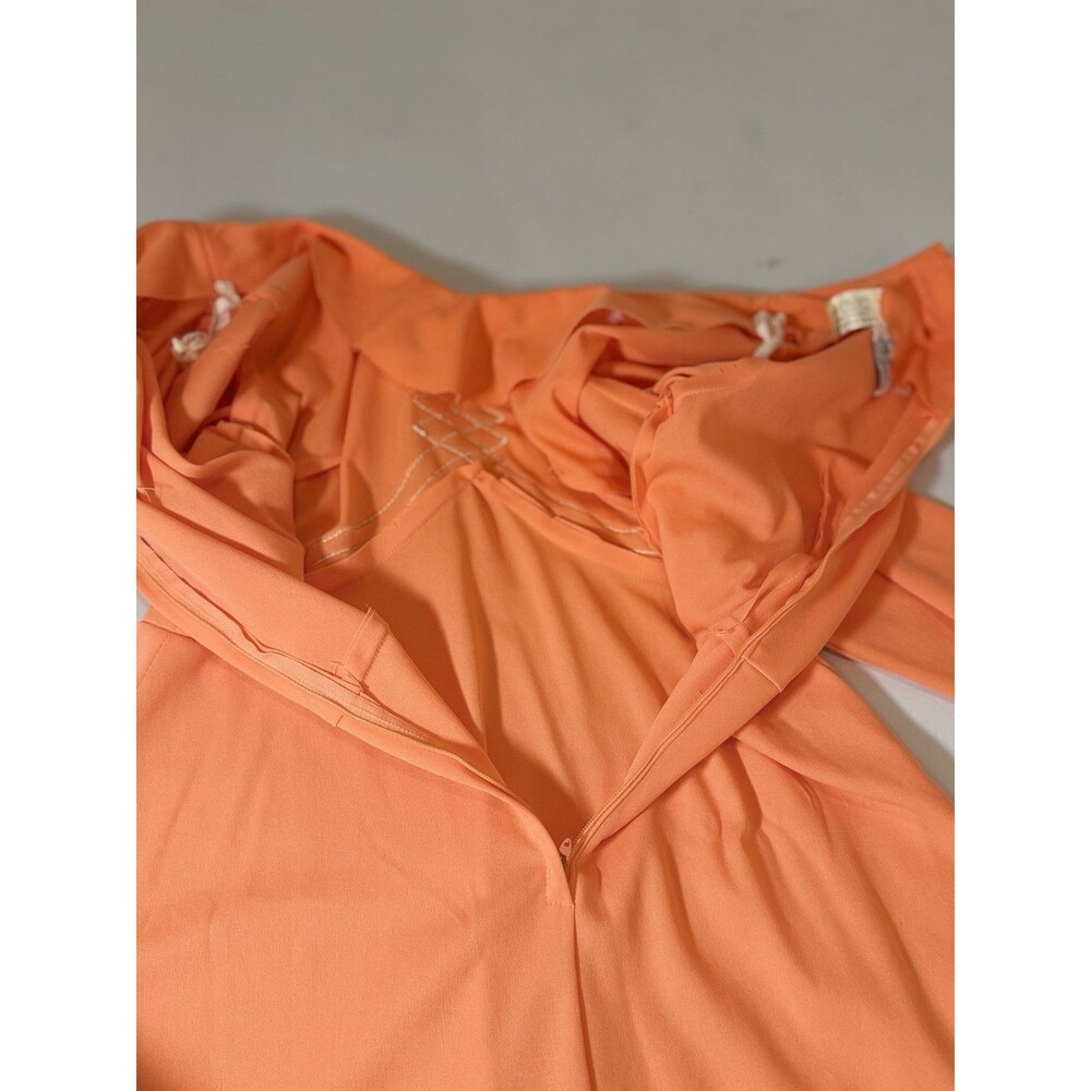 Vintage Lady Laura Toni Todd Neon Orange 70s Maxi Dress L/S - Picture 12 of 16